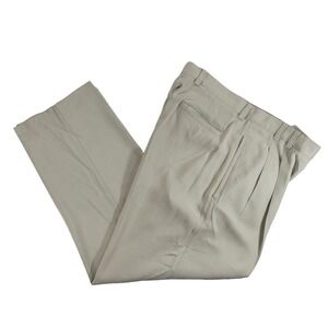 Tommy Bahama Silk Pants Mens 34 Beige Pleated Dress Casual Relaxed Fit Straight